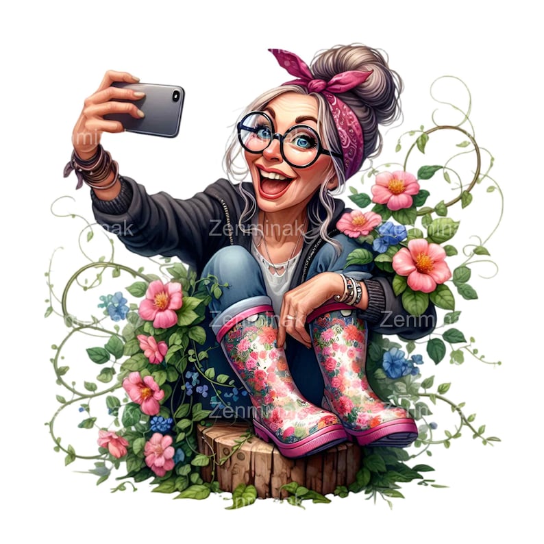 15 PNG Funny Gardening Lady PNG Clipart – Woman With Flowers Taking ...