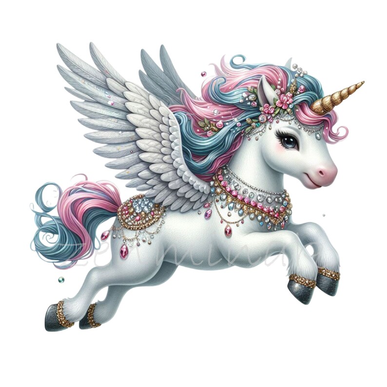 10 PNG Flying Magical Unicorn Pegasus Clipart, Pink Fairy Horse - Etsy