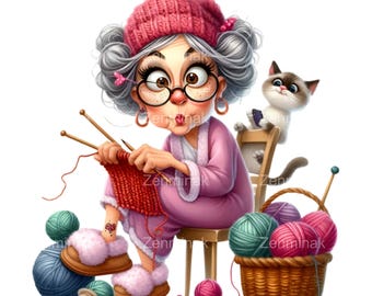 かぎ針編みのおばあちゃん PNG - 15 種類のかわいい手作りおばあちゃん