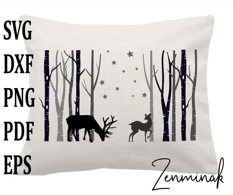 Download Forest scene svg winter deer svg tree landscape svg dxf png | Etsy