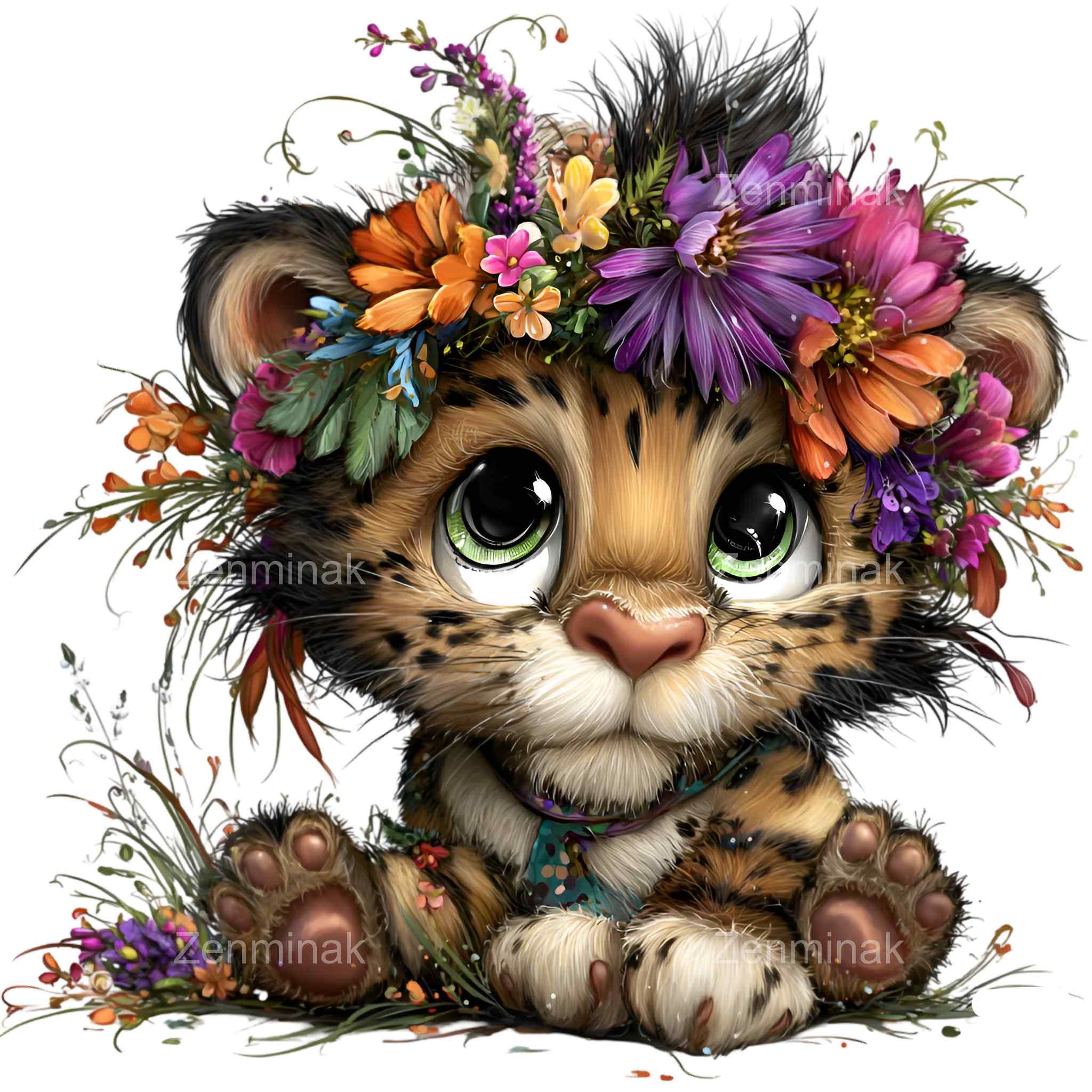 12 PNG Floral Baby Kitten – PNG Clipart for Nursery Prints, Cute Pet ...
