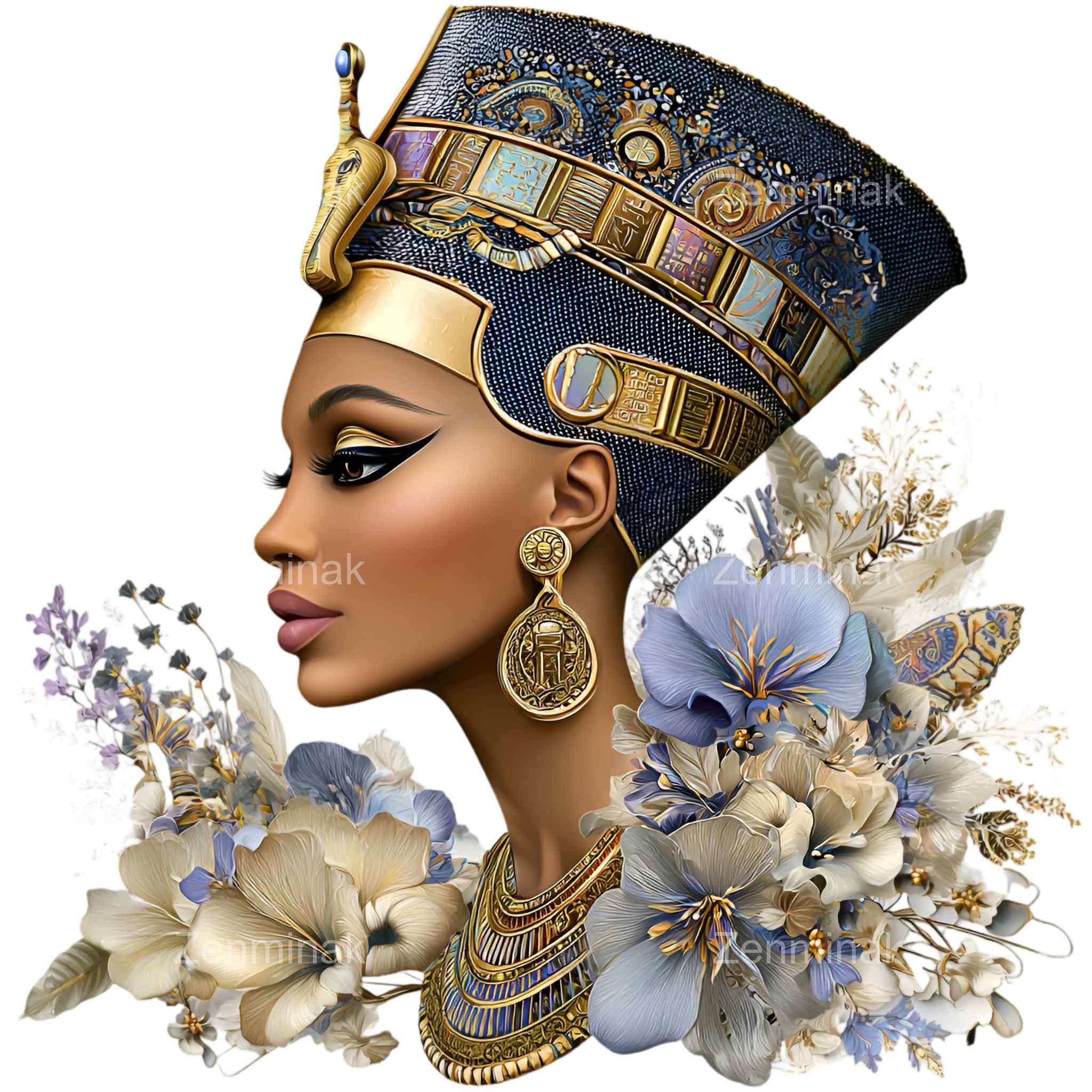 Égypte - la reine Néfertiti (peinture sur papyrus moderne