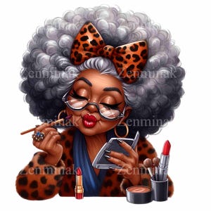 12 PNG divertenti clipart di donne anziane - Nonna PNG - Illustrazione di trucco per biglietti, artigianato di moda, arte stampabile fai da te