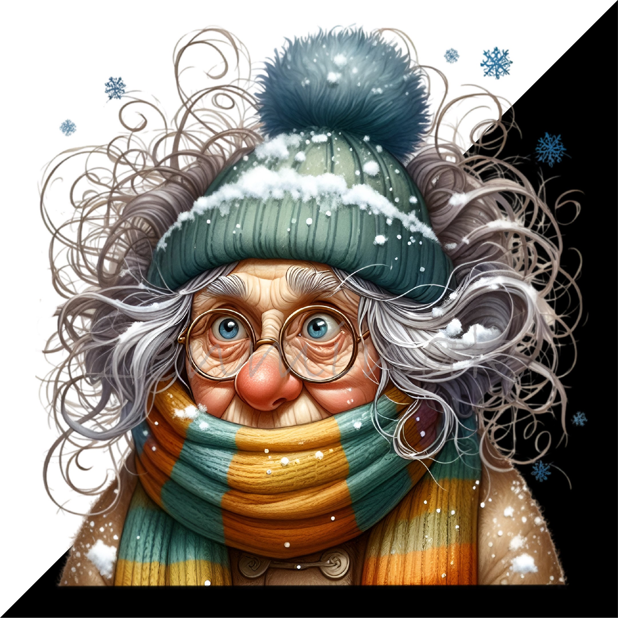 10 PNG Grumpy Winter Lady PNG – Funny Senior Woman With Snowy Hat ...