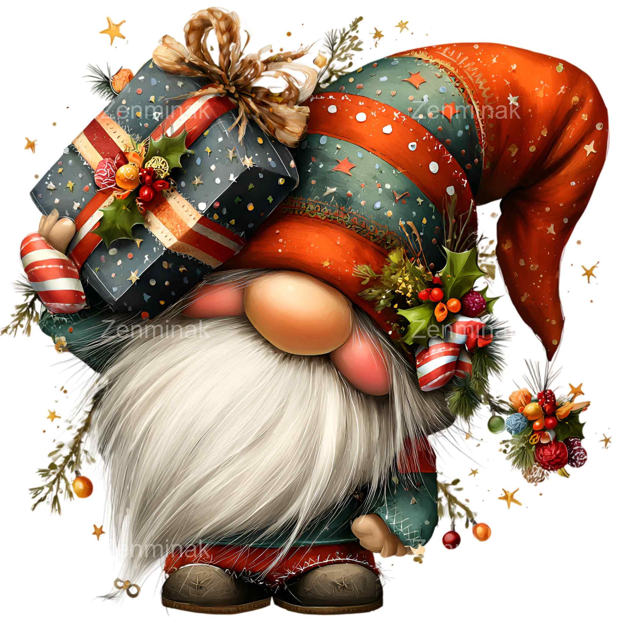 14 PNG Holiday Gift Gnome – Christmas Gnome Clipart With Presents and Tree  – Whimsical Winter Art for Cards, Crafts, Sublimation - Etsy New Zealand, image size:2048x2048