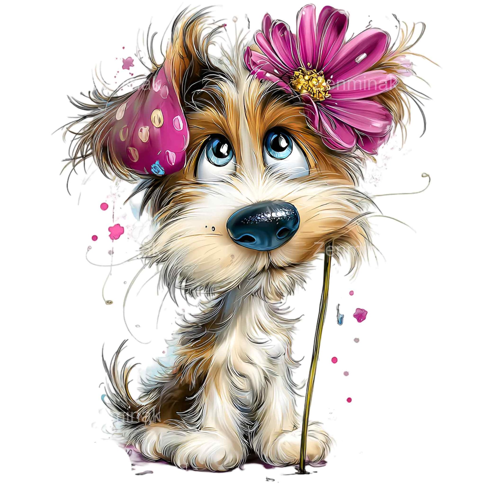 16 PNG Dog Clipart, Funny Puppy Floral Pet Kids Sublimation Cartoon ...