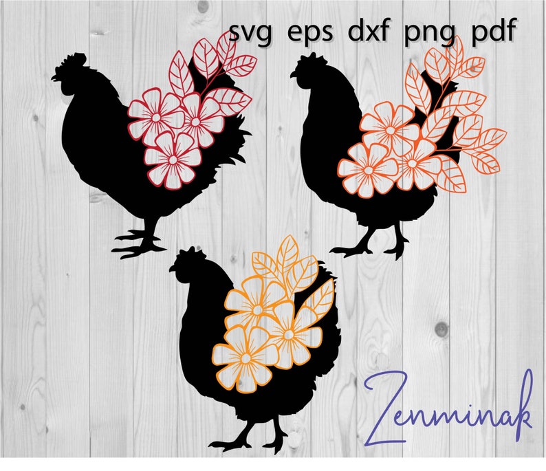 Floral chicken svg flower hen farm svg chicken girl shirt svg | Etsy