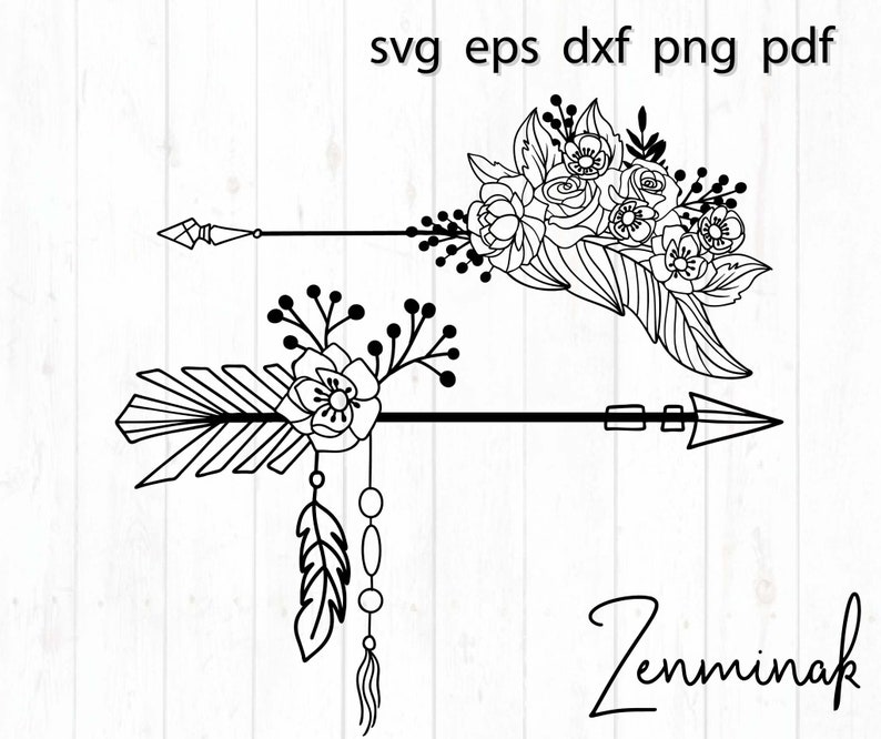 Download Boho floral arrow for wedding svg files for cricut tribal ...