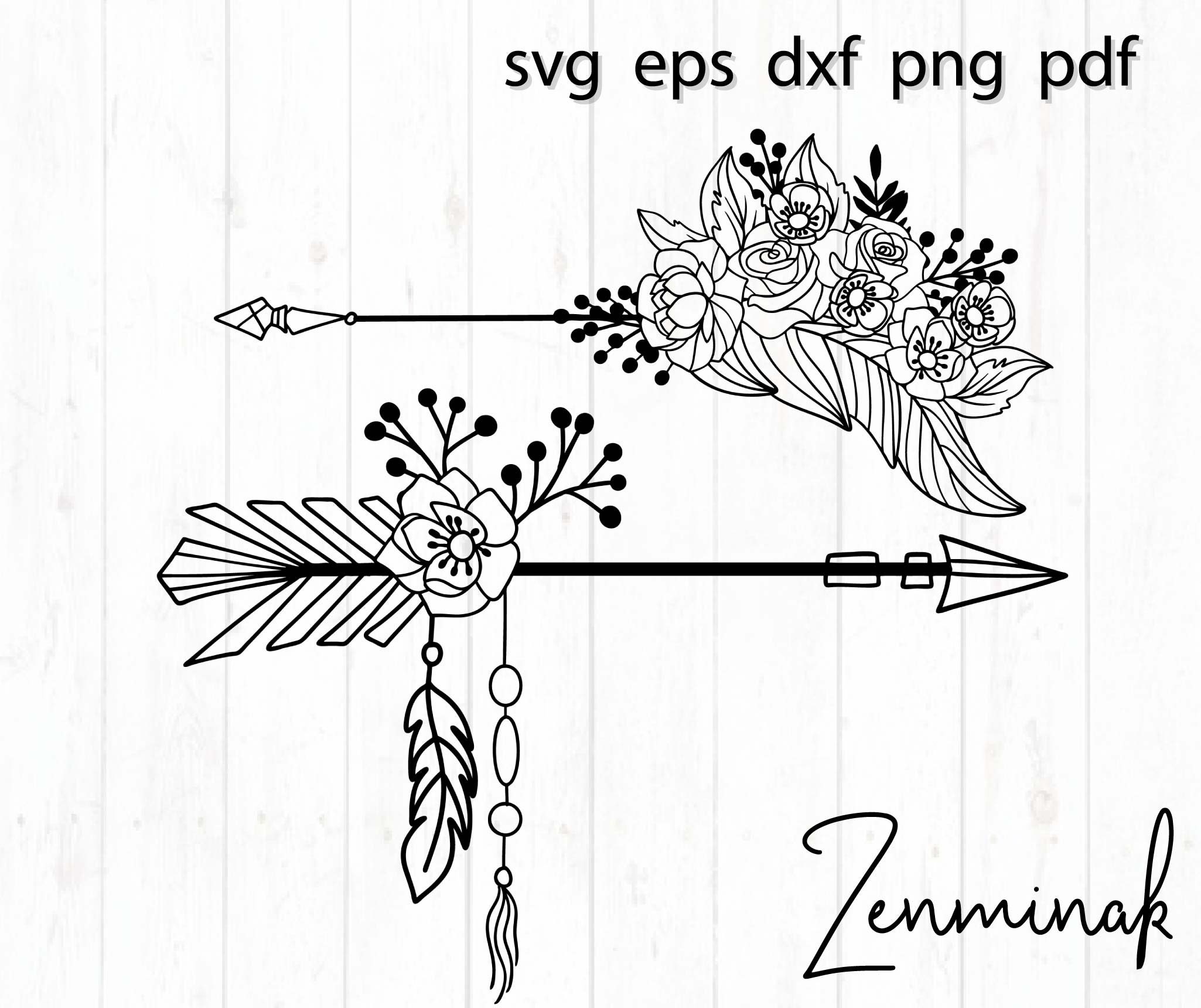 Download Boho floral arrow for wedding svg files for cricut tribal | Etsy