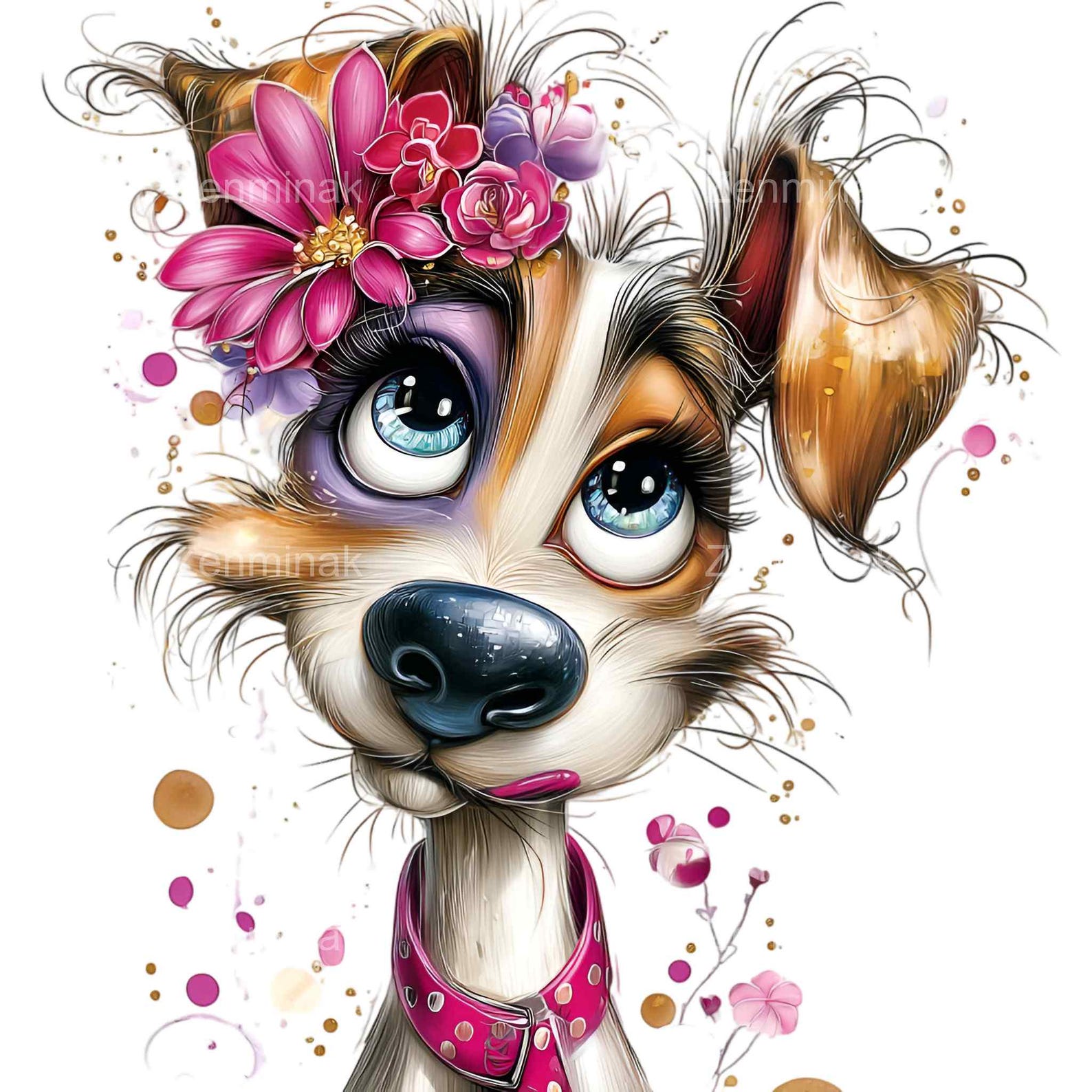 16 PNG Dog Clipart, Funny Puppy Floral Pet Kids Sublimation Cartoon ...