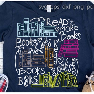 Livres svg, svg lecture, école svg, lecture svg, svg enseignant, svg, cricut, fichiers svg, dxf, png