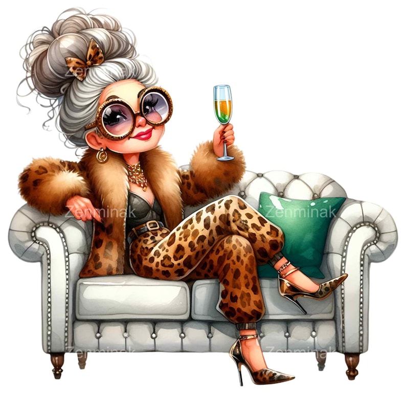 21 PNG Glamorous Senior Lady Clipart, Woman With Champagne, Fashion ...
