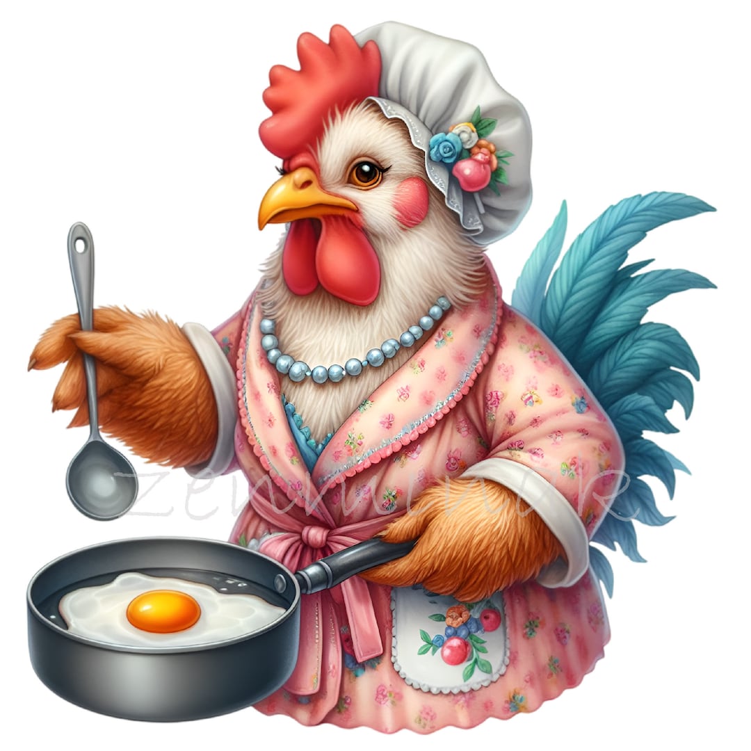 Chicken Clip Art, 15 PNG Cooking Funny Farm Kitchen Towel Design