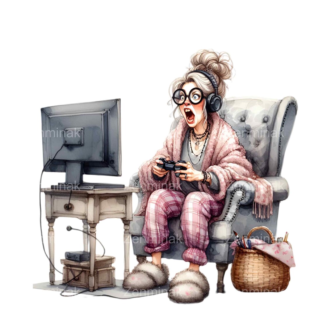 14 PNG Funny Gamer Grandma PNG Clipart – Elderly Lady Playing Video ...