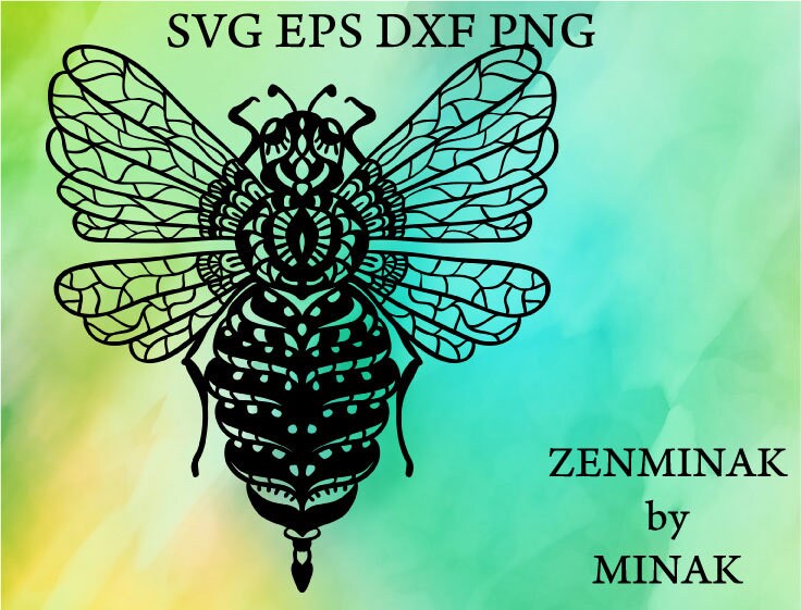 Download Mandala svg bee zentangle svg cutting files | Etsy