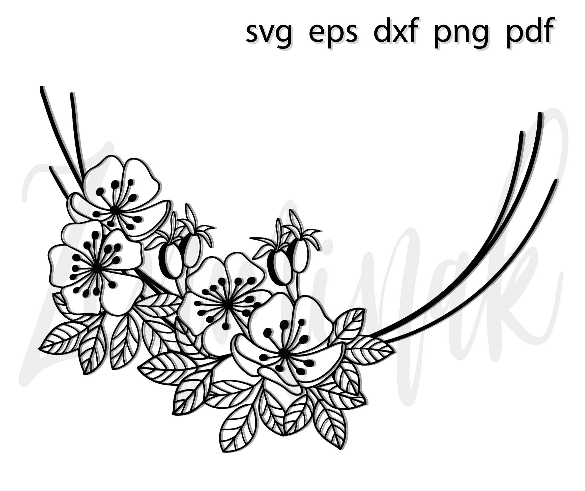 Download Flowers Wreath Svg Doodle Vector Half Minimalist Cricut Etsy