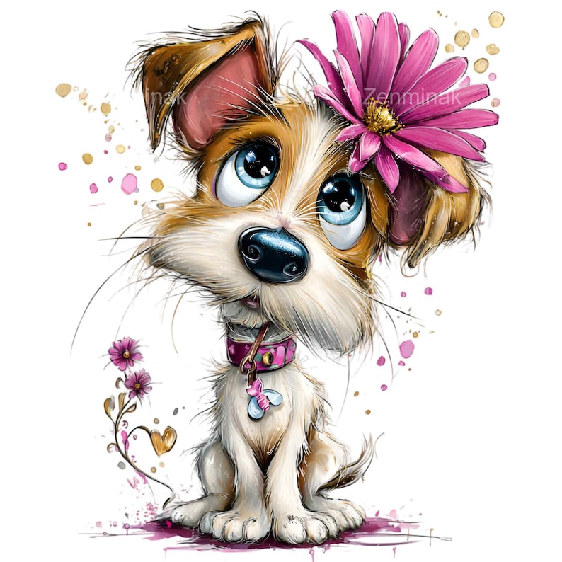 16 PNG Dog Clipart, Funny Puppy Floral Pet Kids Sublimation Cartoon ...