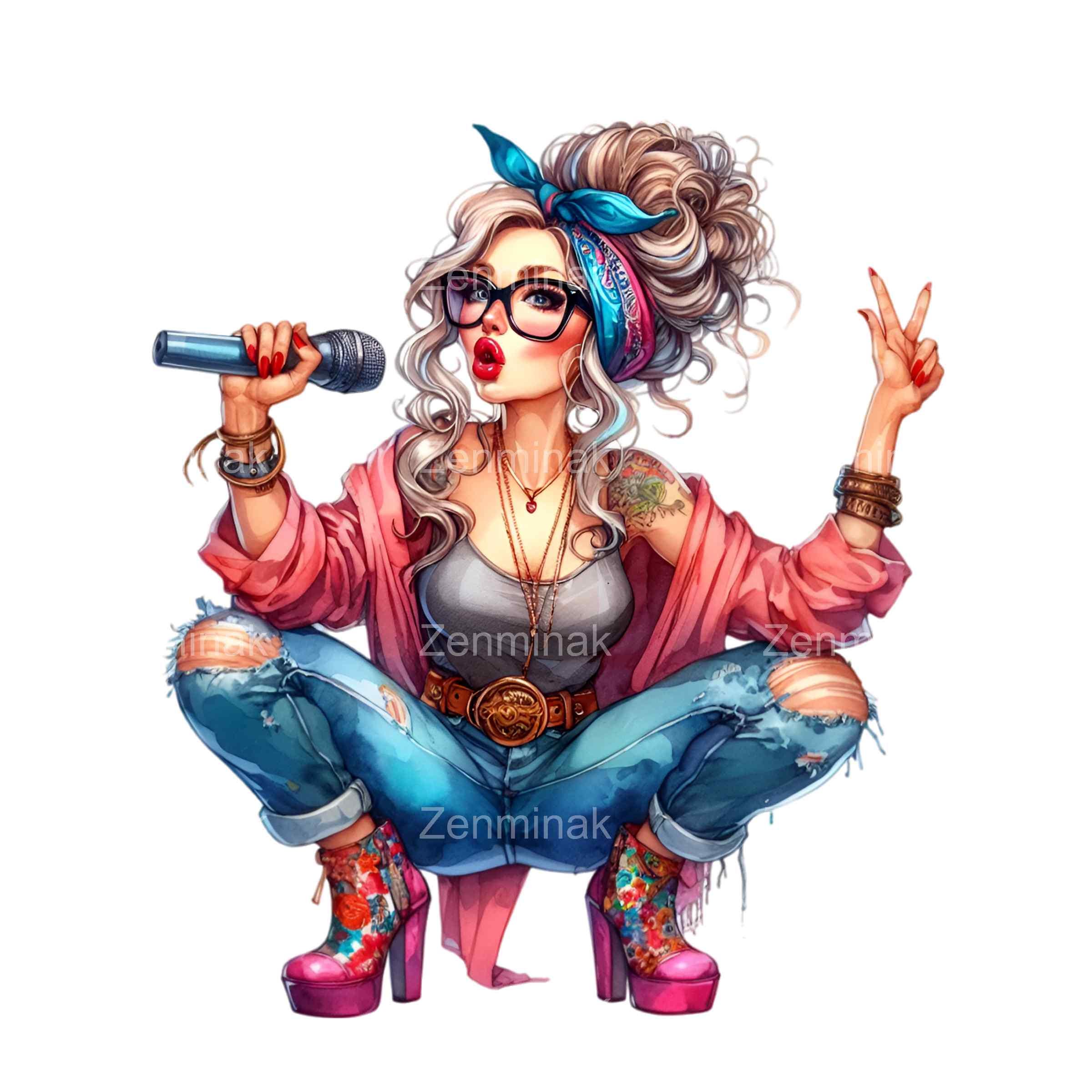 15 PNG Karaoke Girl Clipart, Singing Woman, Retro Singer - Etsy