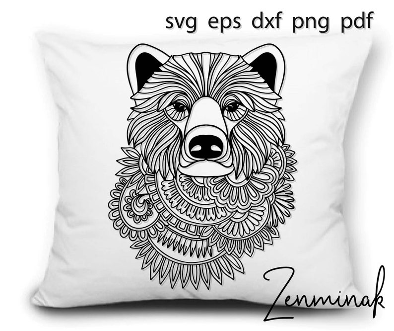 Download Floral bear head svg bear mandala svg png vector cut file ...