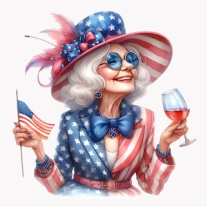 12 Liebevolle PNG-ClipArt-Datei, stilvolle USA-Flaggen-Illustration, lustiges 4.-Juli-Feier-Bild