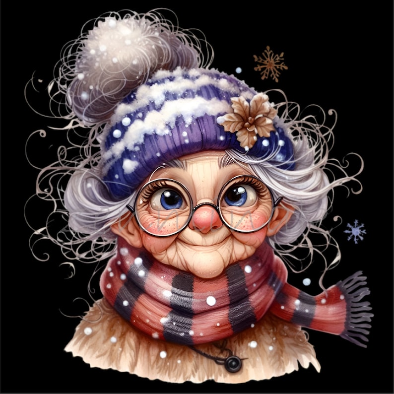 10 PNG Grumpy Winter Lady PNG – Funny Senior Woman With Snowy Hat ...