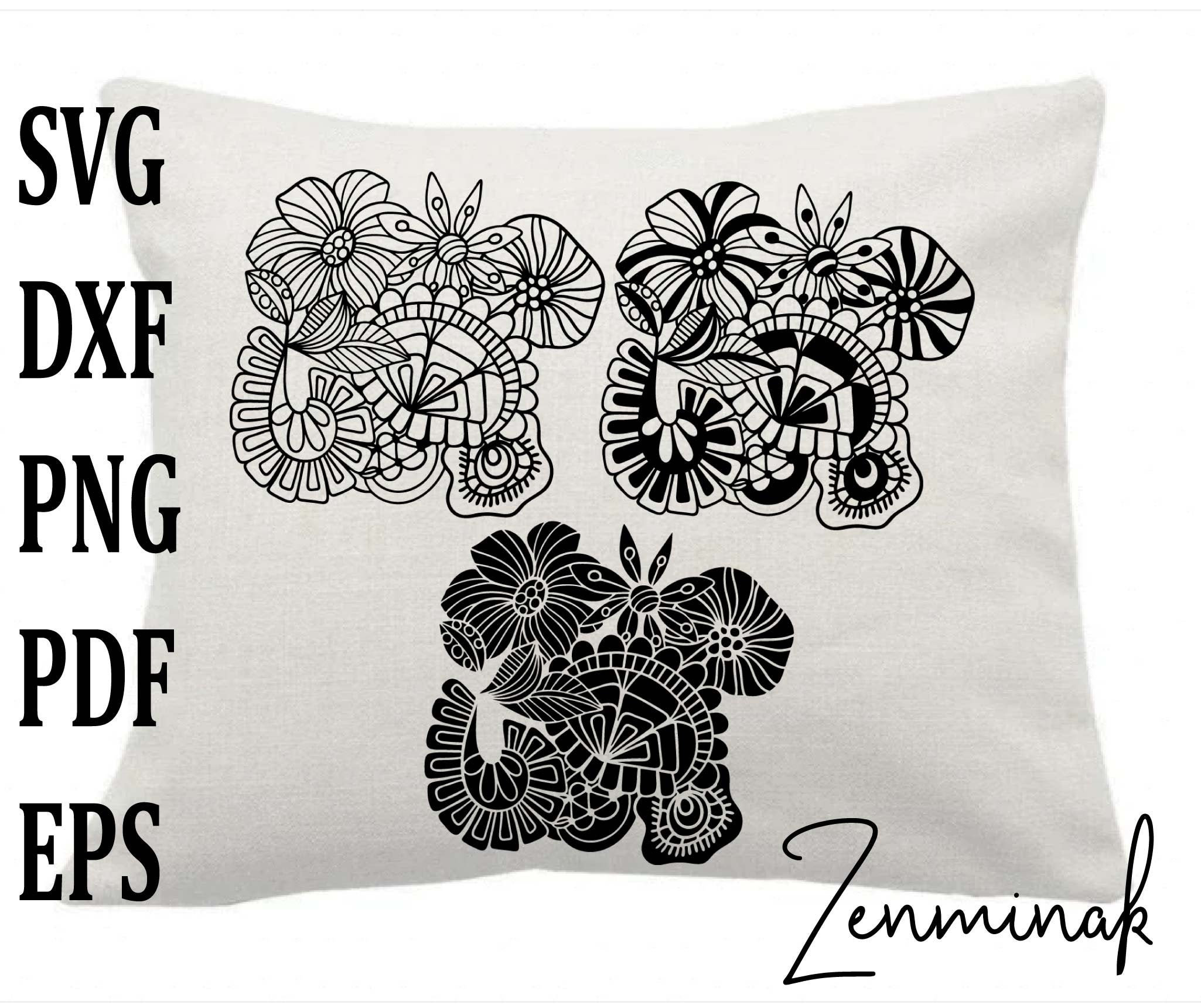 Zentangle svg flowers abstract modern drawing vector | Etsy