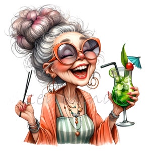 10 PNG tropisk semester mormor cocktail solglasögon Clipart