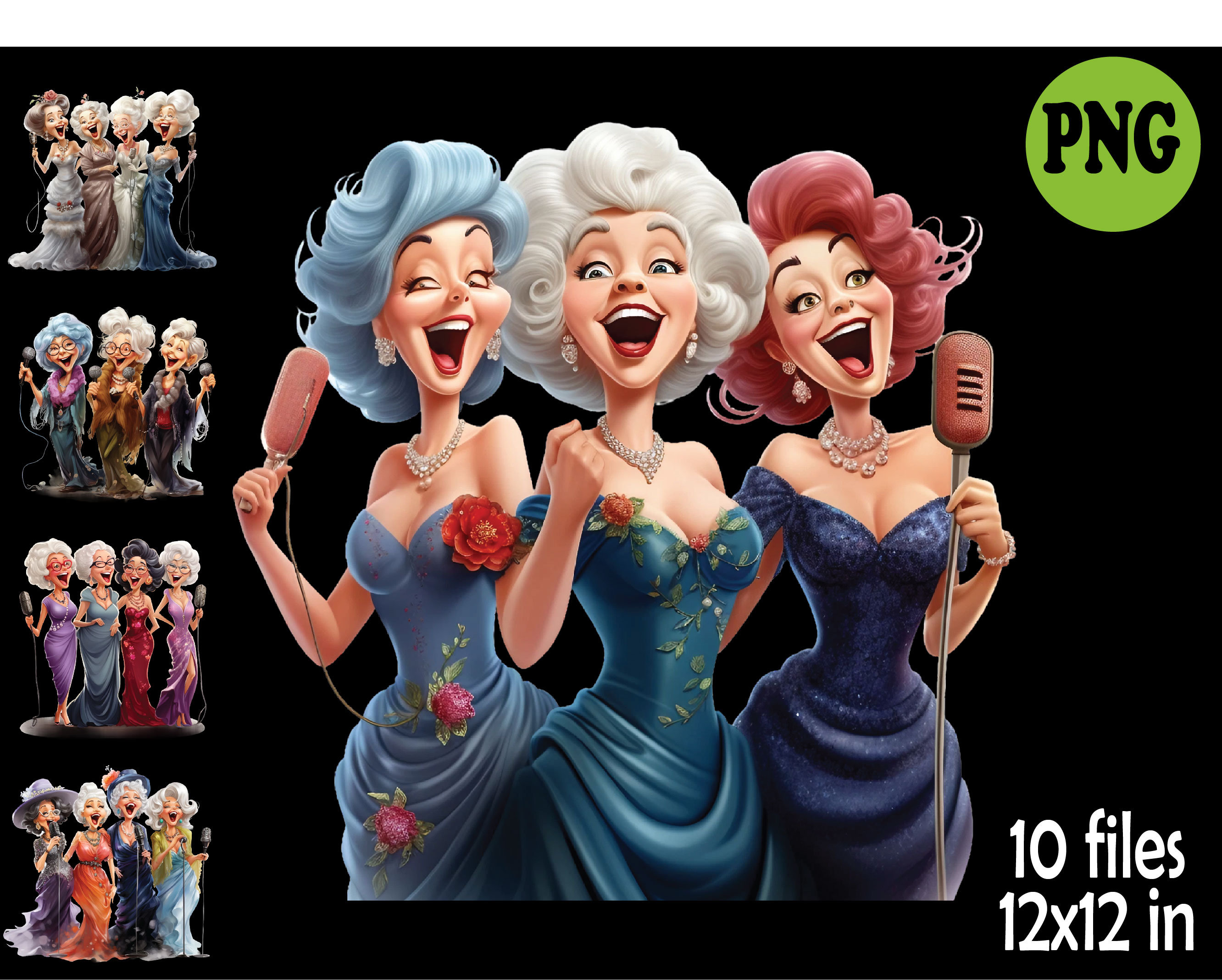10 PNG Singing Senior Women, Glamorous Grandma Chorus Clipart - Etsy