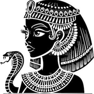 10 SVG Egyptische koningin SVG – Cleopatra hoofd gesneden bestand – oude vrouw clipart voor geschiedenisambachten, tatoeages, shirts, wanddecor