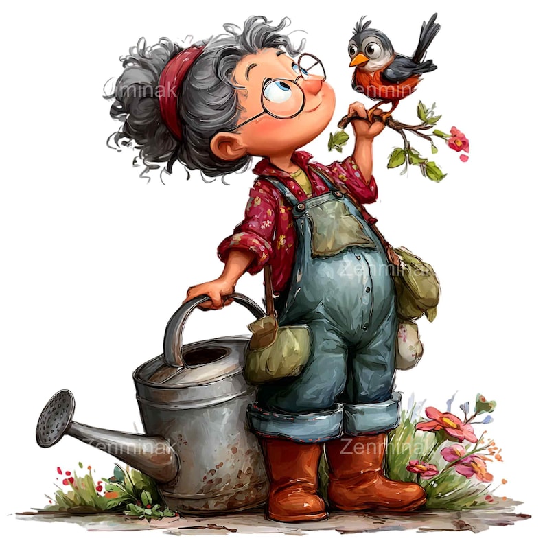 18 PNG Funny Grandma Clipart – Cartoon Old Lady Gardening PNG for ...