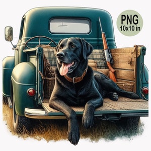 Clipart di cani da caccia, illustrazione di cani Labrador neri, sublimazione di caccia alle anatre