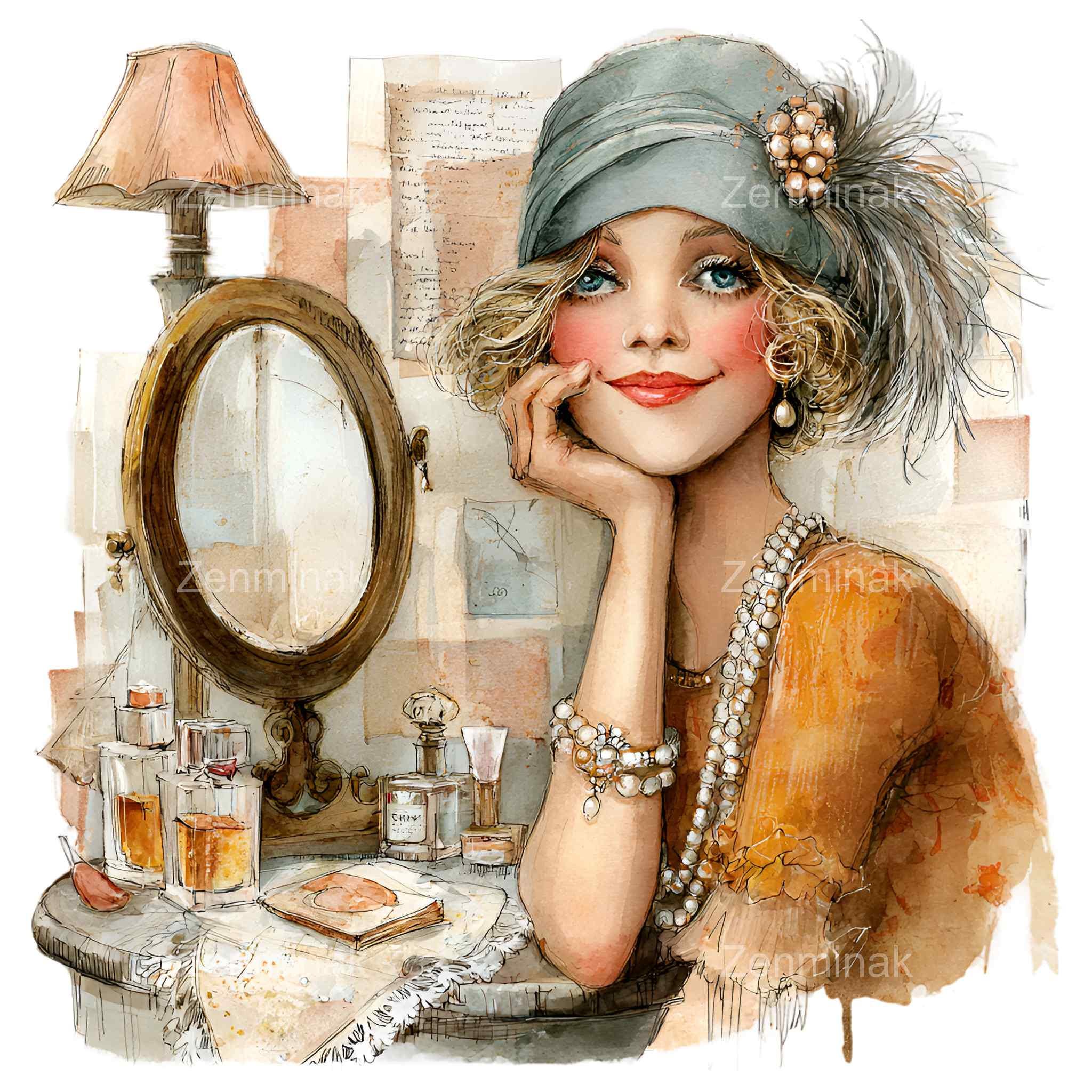 15 PNG Flapper Girl Clipart, 1920s Art Deco Sublimation Design - Etsy UK