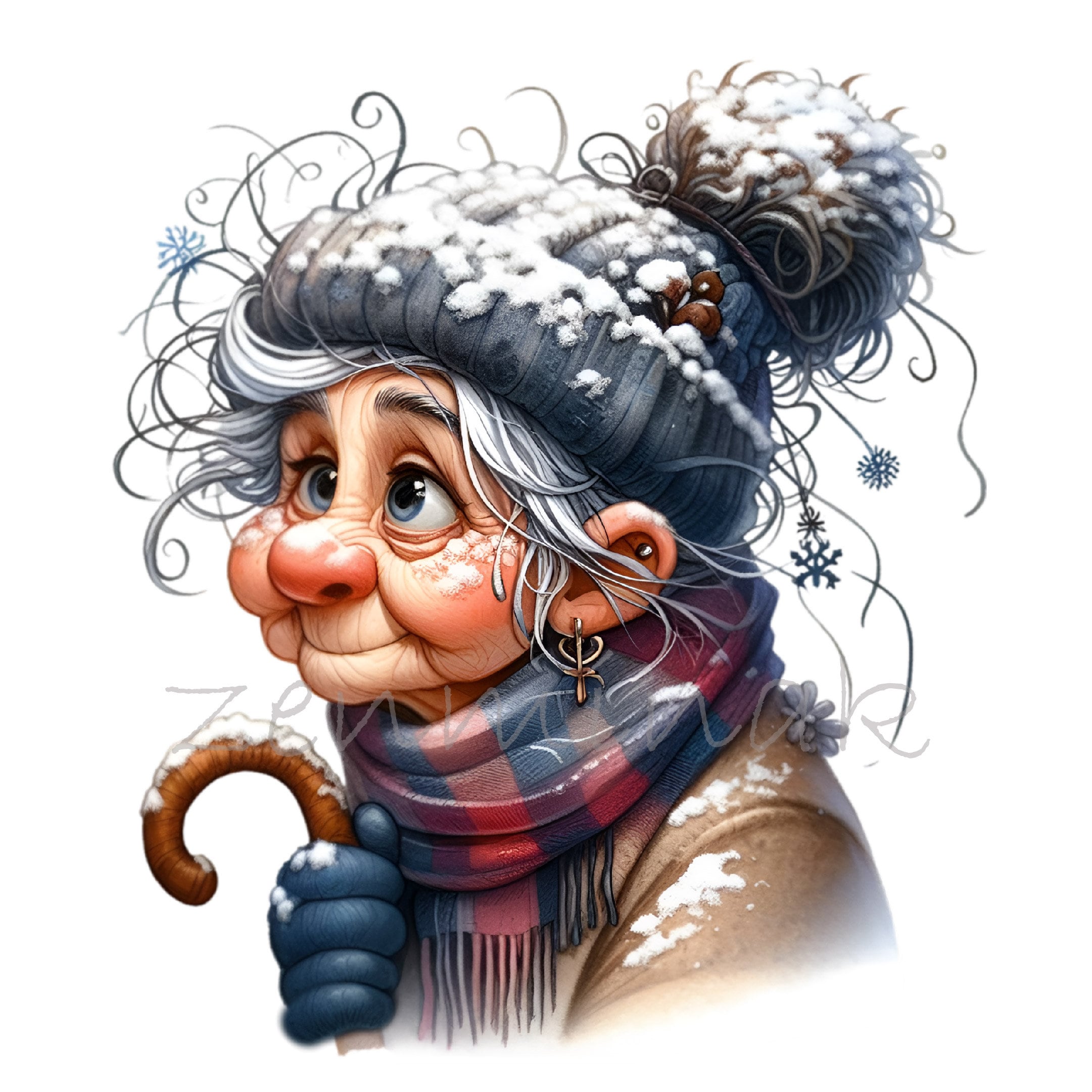 10 PNG Grumpy Winter Lady PNG – Funny Senior Woman With Snowy Hat ...
