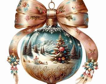 14 PNG Christmas Ornament Winter Snow Mountain Bauble Sublimation