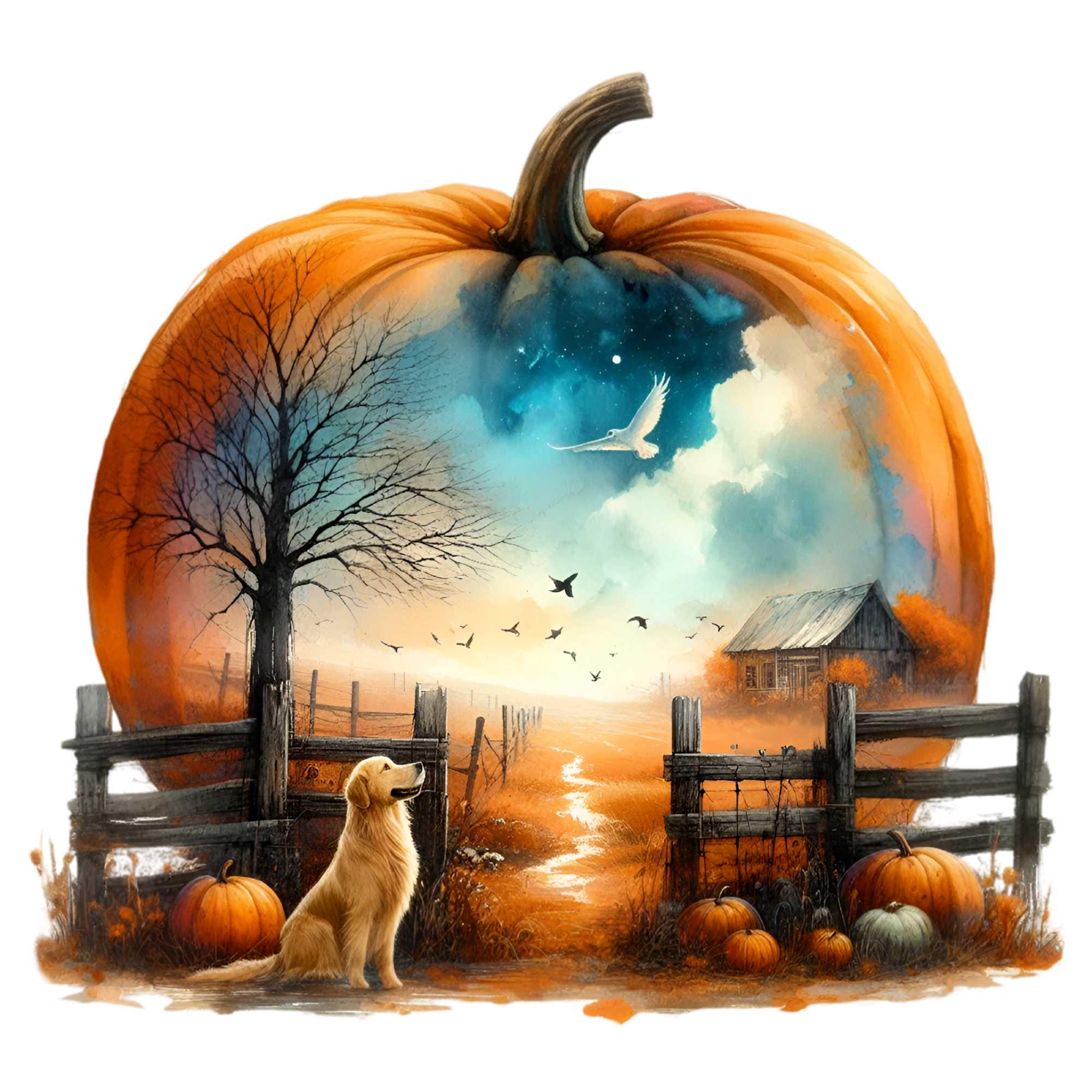 15 PNG Golden Retriever Pumpkin Fall Dog Clipart, Autumn Leaves - Etsy