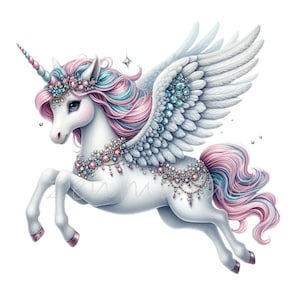 10 Flying Unicorn Clip Art | Fantasy Pegasus Unicorn PNG | Whimsical ...