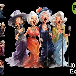 10 PNG Singing Senior Women, Glamorous Grandma Chorus Clipart - Etsy