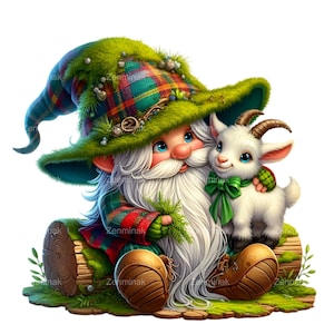 Nain avec bébé chèvre PNG, 15 Illustration de nain des bois, nain mignon ami de la ferme Clipart Download