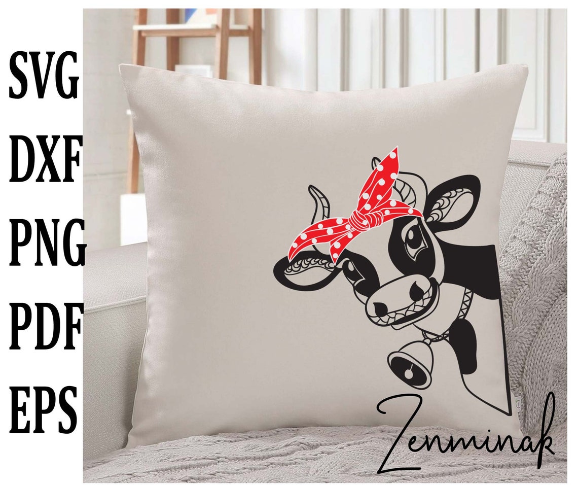 Download Peeking cow svg heifer bandana shirt mom birthday farm pillow | Etsy