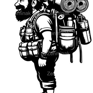 4 Zaino da trekking Uomo SVG File di taglio, Camper Explorer Clipart, Avventura nella natura selvaggia PNG, Trekking Outdoor Download digitale