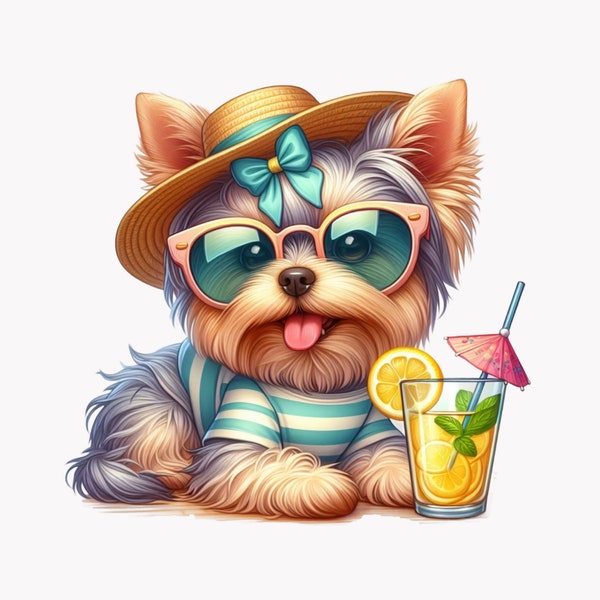 Yorkshire Terrier Clipart, Cartoon Yorkie Clip Art, 10 PNG, Kids Illustration, Funny Family Pet