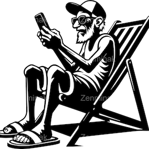 9 SVG grappige strandman SVG – bejaarde man gesneden bestand – ontspannende opa clipart voor shirts, kaarten, mokken, zomerambachten, digitale kunst