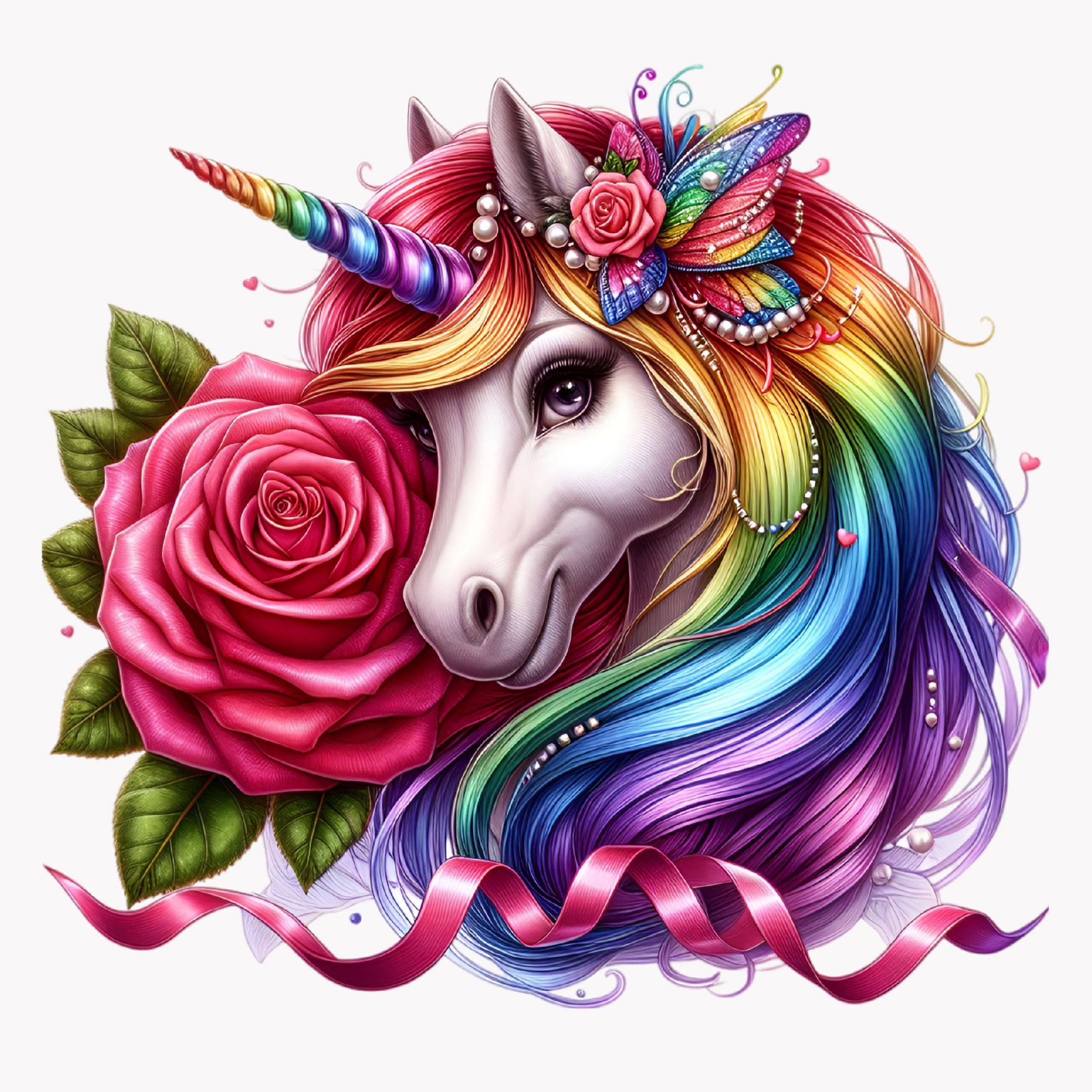 10 PNG Rainbow Unicorn PNG Clipart – Cute Fantasy Horse With Flowers ...