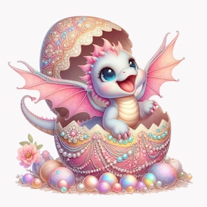 ドラゴンのクリップアート、生まれたばかりのドラゴン、卵のクリップアート、10 PNG 水彩幼稚園イラスト