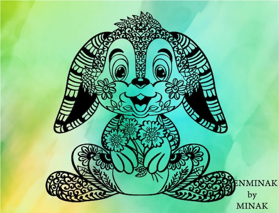 Download Bunny Mandala Svg Rabbit Silhouette Outline Cut File Etsy