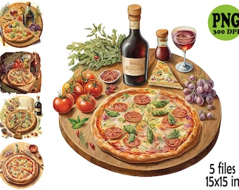 Pizza Clipart, Italian Food PNG, Rustic Food Clipart, Homemade Pizza
