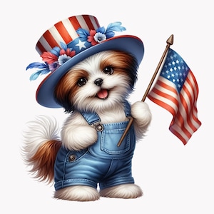 Caroline's Treasures BB9666CHF Shih Tzu Patriotic Flag - Tela per