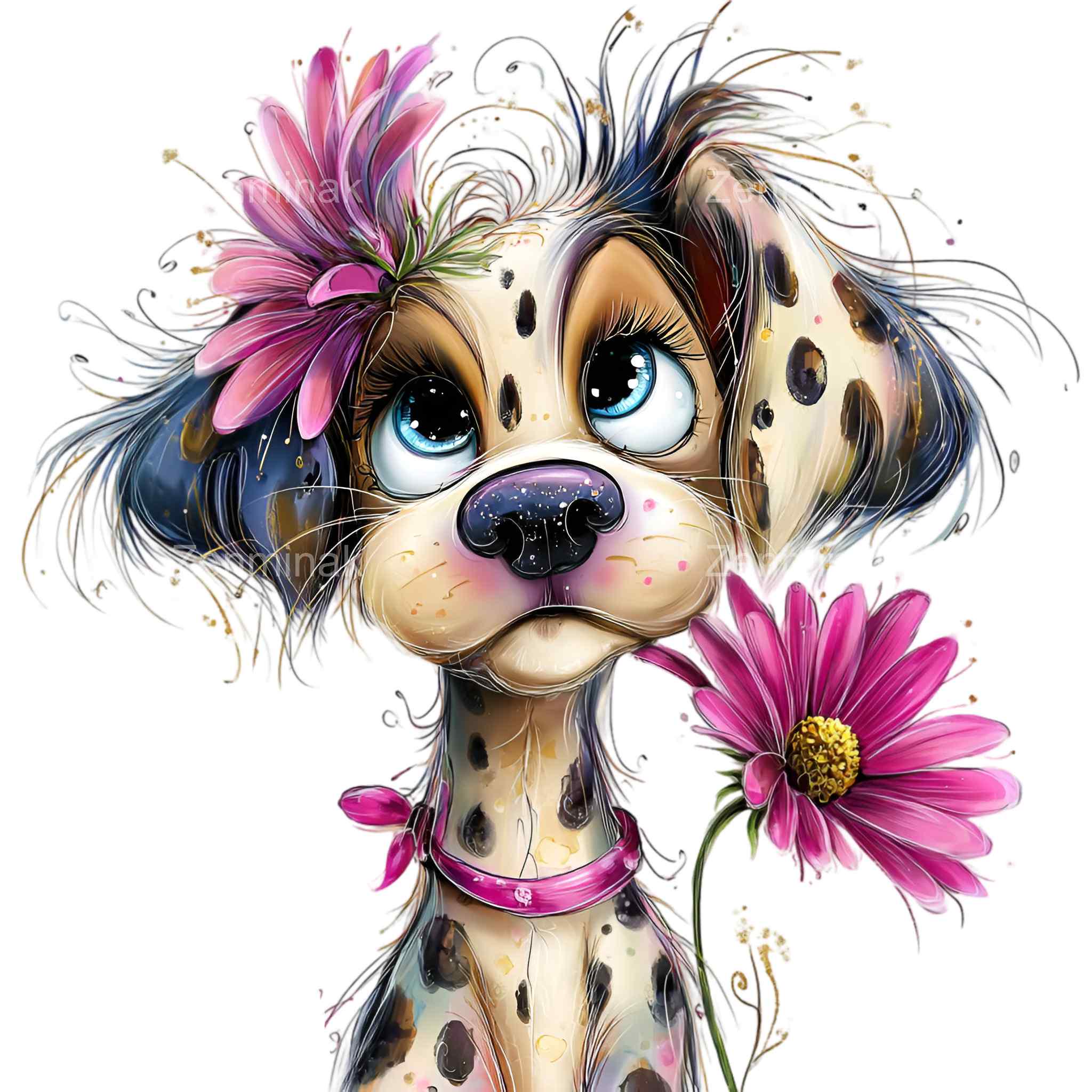 16 PNG Dog Clipart, Funny Puppy Floral Pet Kids Sublimation Cartoon ...