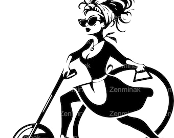 5 SVG Housewife SVG, Retro Cleaning Lady Cut File, Glamorous Vacuuming Woman Clipart for Cricut & Silhouette