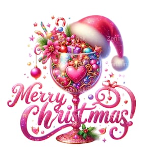 Vetro di Natale fantasy con cappello di Babbo Natale PNG, 16 Clipart natalizie per progetti di sublimazione e artigianato
